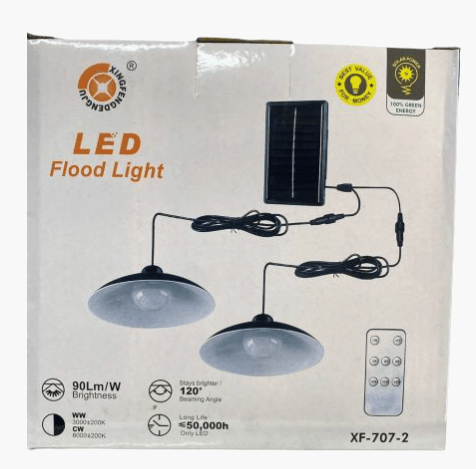 Lampă Solară Dublă cu Proiector LED și Senzor de Mișcare, pentru Exterior
