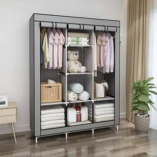 Dulap Textil pentru Haine cu 3 Compartimente, Închidere cu Fermoar, 130 x 45 x 170 cm