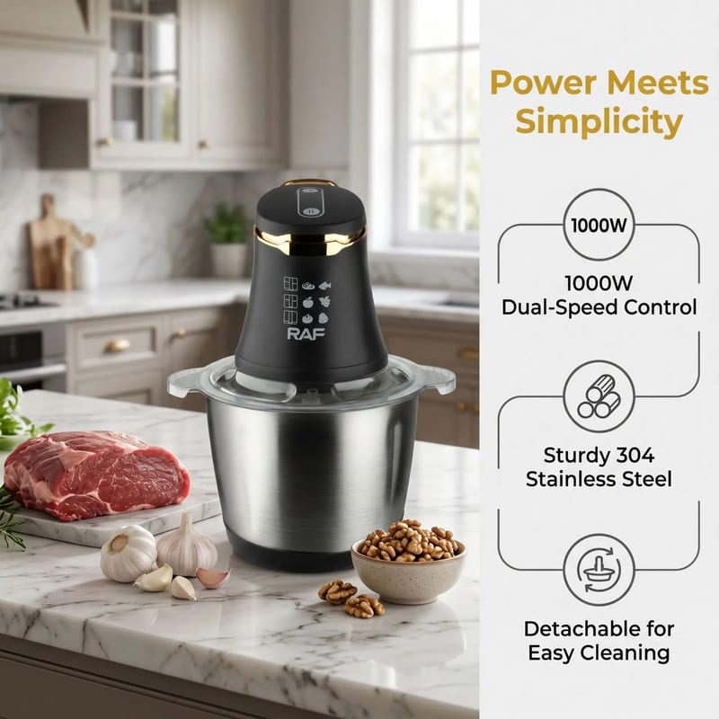 Tocător Electric RAF 3 L cu Bol Inox, Tocare Rapidă