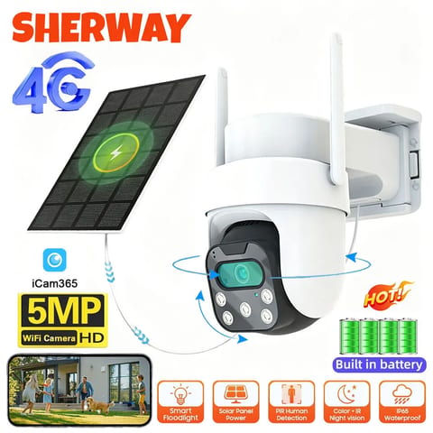 1+1 GRATIS: Cameră de Supraveghere Exterior V380 Pro cu Alimentare, Obiective Multiple