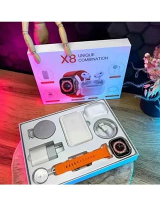 Pachet Ceas Inteligent Ultra X8 cu Căști Wireless Incluse