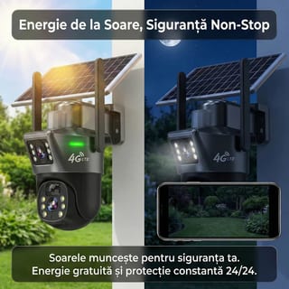 Cameră de Supraveghere cu Panou Solar V380 Pro, Vedere Nocturnă Color