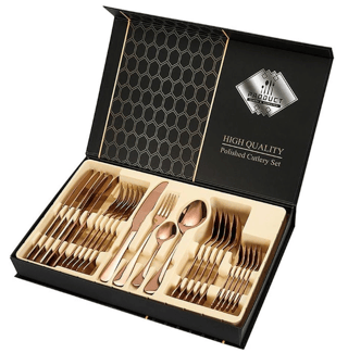 Set Tacâmuri 24 Piese din Inox, pentru 6 Persoane, Design Elegant