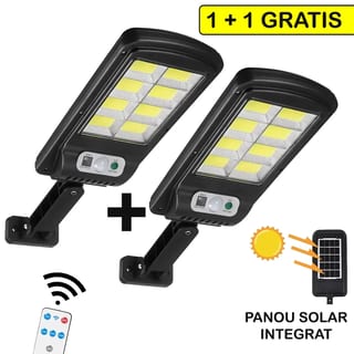 Proiector Solar LED cu Panou Separat și Telecomandă, pentru Curte