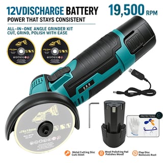 Mini Polizor Unghiular cu 2 Acumulatori 12 V și 2 Discuri