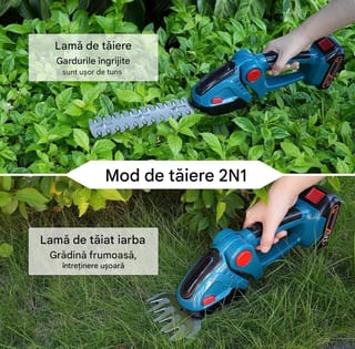Mașină de Tuns Gard Viu 2 în 1 cu 2 Acumulatori 48 V