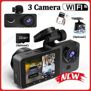Cameră Auto cu 3 Obiective, Filmare Față, Interior și Spate