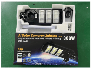 Lampă Solară Stradală 300 W cu Cameră 4G Integrată, Supraveghere Fără Curent