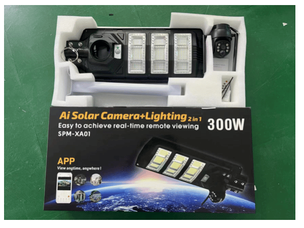 Lampă Solară Stradală 300 W cu Cameră 4G Integrată, Supraveghere Fără Curent