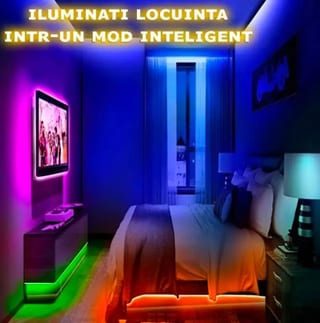 Bandă LED RGB 10 m cu Telecomandă, Lumină Ambientală