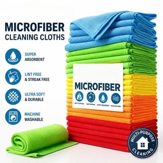 Set 5 Lavete din Microfibră 30 x 40 cm, Absorbante, Fără Urme