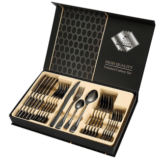 Set Tacâmuri 24 Piese din Inox, pentru 6 Persoane, Design Elegant