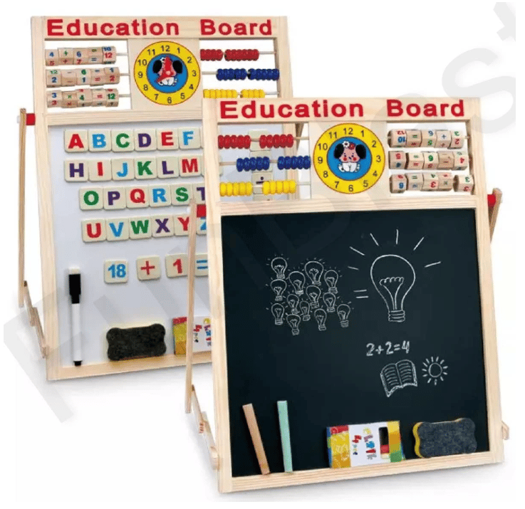 Tablă Educativă din Lemn pentru Copii, Magnetică, cu Activități de Învățare
