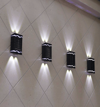Set 4 Lămpi Solare cu Lumină Bidirecțională, pentru Perete