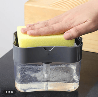 Dozator de Detergent de Vase cu Suport pentru Burete, pentru Chiuvetă