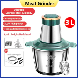 Tocător Electric cu Bol din Inox, 4 Lame, pentru Carne și Legume