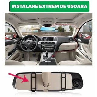 Oglindă Retrovizoare cu Cameră Auto DVR, Înregistrare Față și Spate