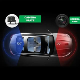 Oglindă Retrovizoare cu Cameră Auto DVR, Înregistrare Față și Spate