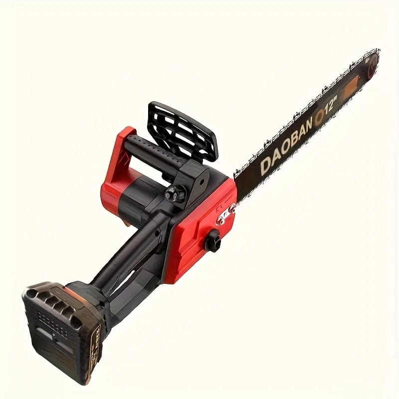 Drujbă cu Acumulator 12 inch și 2 Acumulatori, Tăiere Rapidă a Lemnului