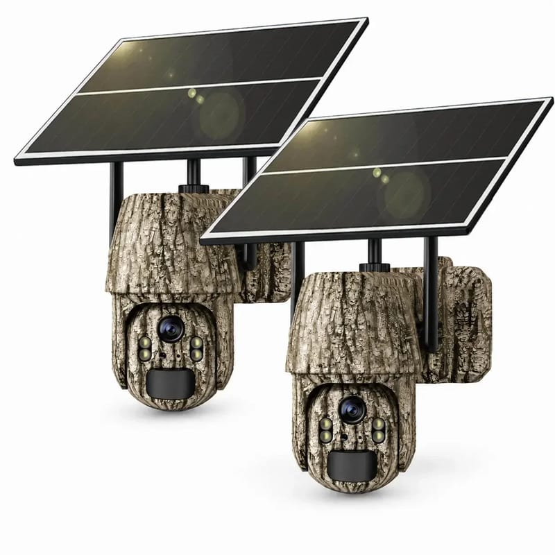 Cameră de Supraveghere 4G cu 2 Obiective și Panou Solar, Vedere Nocturnă Color
