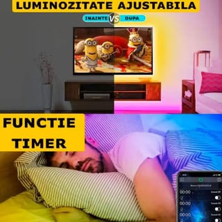 Bandă LED RGB 10 m cu Telecomandă, Lumină Ambientală