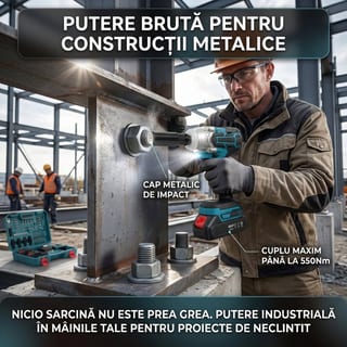 Mașină de Înșurubat cu Impact și 2 Acumulatori, în Trusă