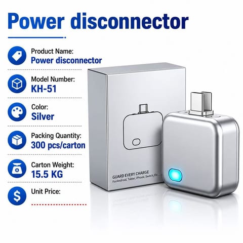Smart Power Disconnector – 140W USB-C Auto-Stop Battery Guard, Physical Disconnect Charger Protector for Safe Overnight Charging | iPhone, Android, Tablets & Switch