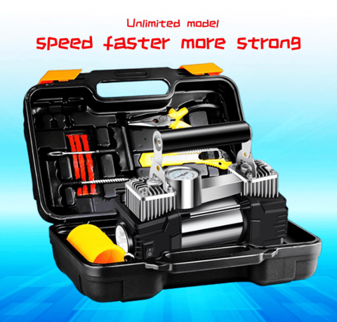 Compresor Auto în Trusă, pentru Umflat Roți, cu Accesorii