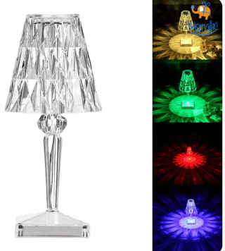Lampă Decorativă de Masă din Cristal cu LED RGB și Telecomandă