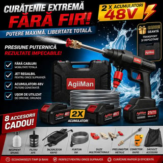 Pistol de Spălat cu Presiune cu Acumulator 48 V și Rezervor de Detergent