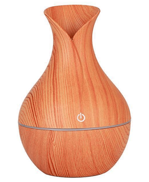 Umidificator Ultrasonic cu Aspect de Lemn, Silențios, cu Lumină Ambientală