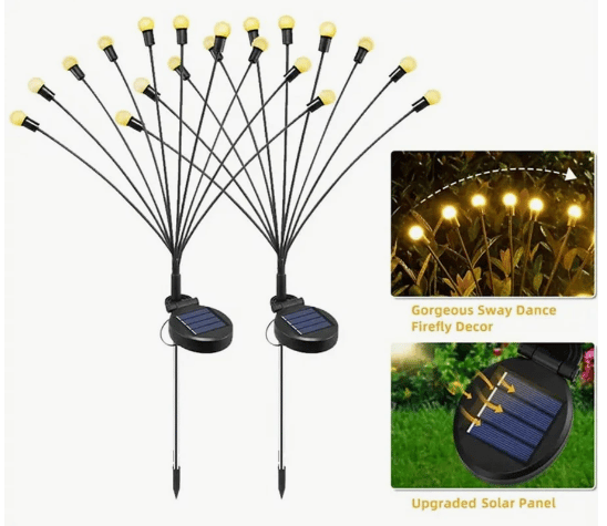 Lampă Solară Licurici cu 8 Brațe, Efect de Licurici în Grădină