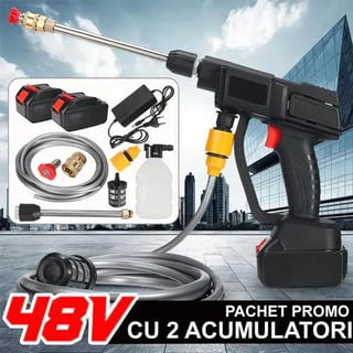 Pistol de Spălat cu Presiune cu Acumulator 48 V și Rezervor de Detergent